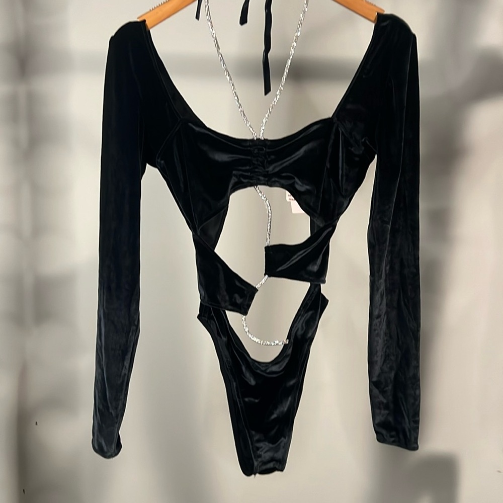 Velour cut out body suite